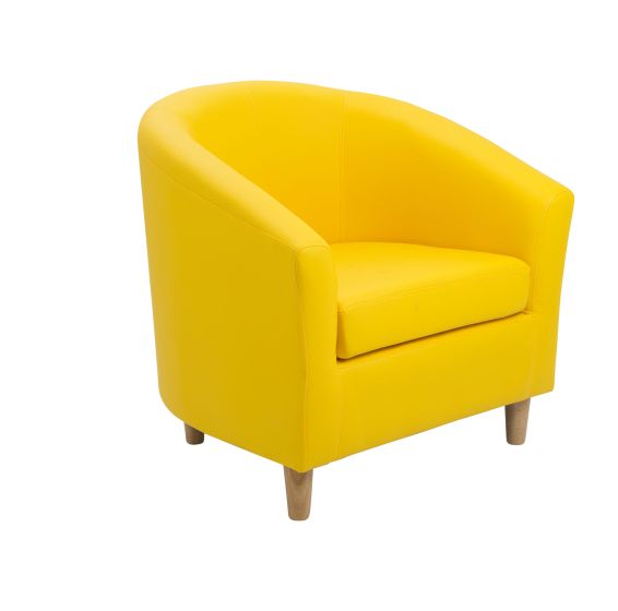 Junior Tub Chair Yellow Wooden Leg 