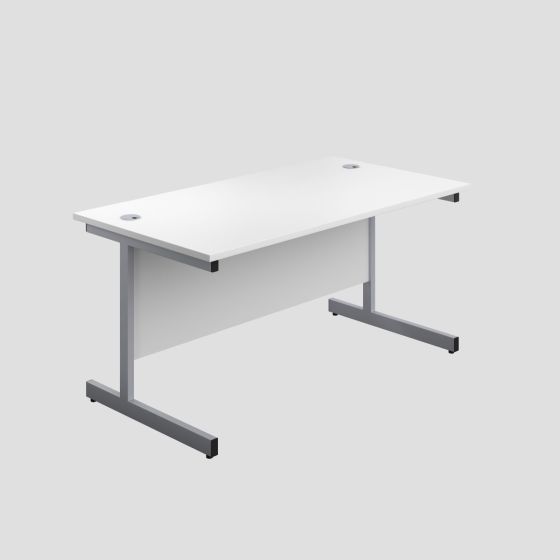 1200X600 Single Upright Rectangular Desk White-Silver 