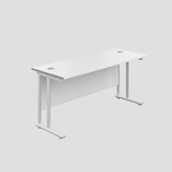 1200X600 Twin Upright Rectangular Desk White-White 