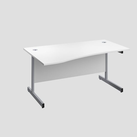 1400X1000 Single Upright Left Hand Wave Desk White-Silver 