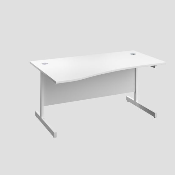 1400X1000 Single Upright Left Hand Wave Desk White-White 