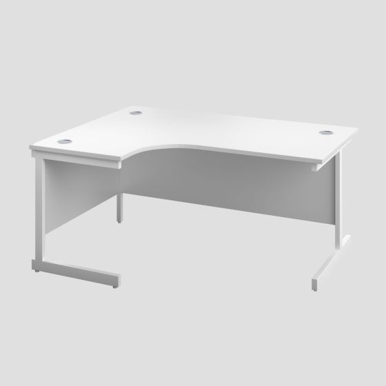1400X1200 Single Upright Left Hand Radial Desk White-White 