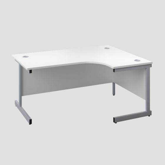 1400X1200 Single Upright Right Hand Radial Desk White-Silver 