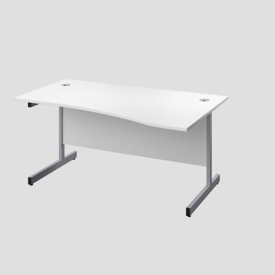 1600X1000 Single Upright Right Hand Wave Desk White-Silver 