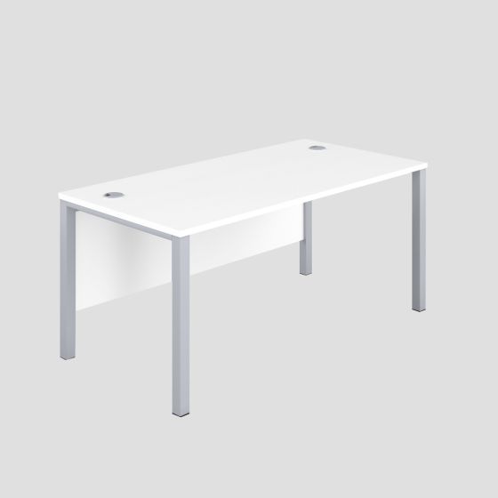 1600X600 Goal Post Rectangular Desk White-Silver 