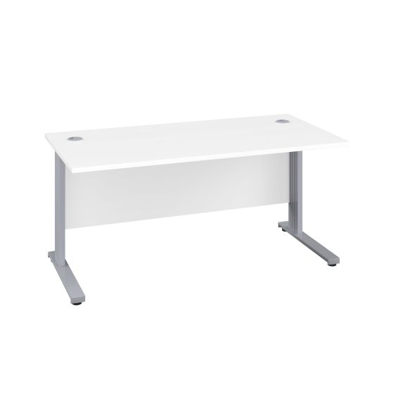 1400X600 Cable Managed Upright Rectangular Desk White-Silver 