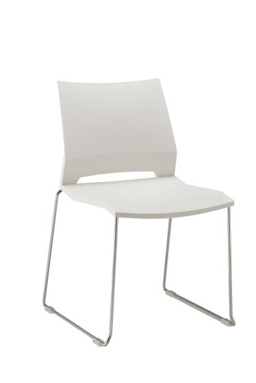 Rome Side Chair White Plastic Chrome Frame  
