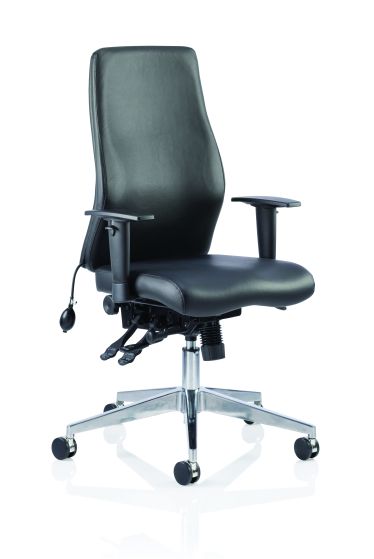 Onyx Ergo Posture Chair Black Soft Bonded Leather Without Headrest With Arms