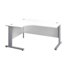 1200X1200 Cable Managed Upright Left Hand Radial Desk White-Silver 