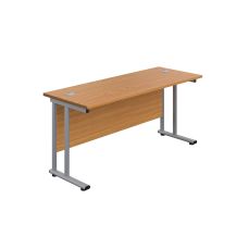 1600X600 Twin Upright Rectangular Desk - Silver Frame