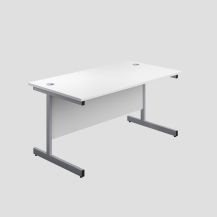 1600X600 Single Upright Rectangular Desk White-Silver 