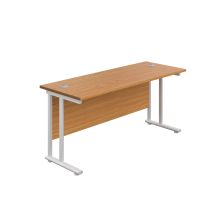 1800X600 Twin Upright Rectangular Desk - White Frame 