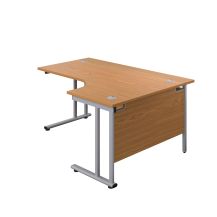1600X1200 Twin Upright Right Hand Radial Desk - Silver Frame