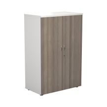 1200 Wooden Cupboard (450mm Deep) White Carcass Grey Oak Doors