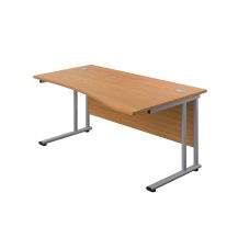 1600X1000 Twin Upright Right Hand Wave Desk - Silver Frame