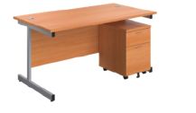 1400 Rectangular Desk & 2 Drawer Mobile Pedestals