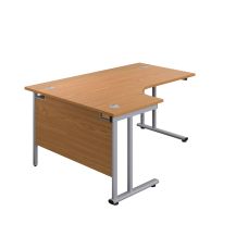 1800X1200 Twin Upright Left Hand Radial Desk - Silver Frame