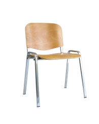 ISO Stacking Chair Beech Chrome Frame Without Arms