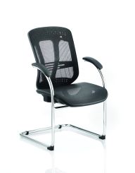 Mirage Cantilever Chair Black Mesh With Arms