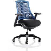 Flex Task Operator Chair Black Frame With Black Fabric Seat Blue Back With Arms