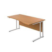 1400X1000 Twin Upright Right Hand Wave Desk - White Frame