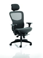 Stealth Shadow Ergo Posture Black Mesh Seat And Back Chair With Arms With Headrest