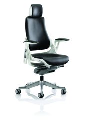 Zure Executive Chair Black Leather With Arms With Headrest