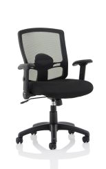Portland Task Operator Chair Black Mesh with Height Adjustable and Folding Arms