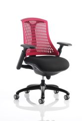 Flex Task Operator Chair Black Frame With Black Fabric Seat Red Back With Arms