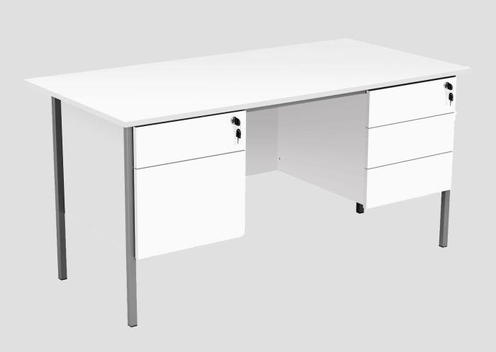 Eco 18 1500X750 4 Leg 2+3D Ped Rectangular Desk White-Black 