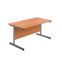 1200X800 Single Upright Rectangular Desk Beech-Silver 