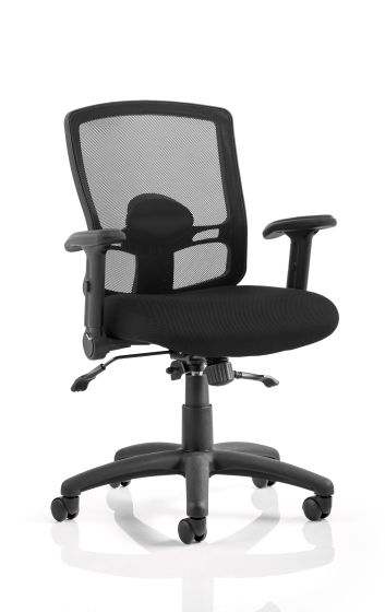 Portland II Task Operator Chair Black Mesh with Height Adjustable and Folding Arms