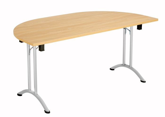 One Union Folding Table 1600 X 800 Silver Frame Nova Oak Dend Top 