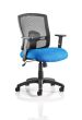 Portland Task Operator Chair Black Back Blue Airmesh Seat with Height Adjustable and Folding Arms
