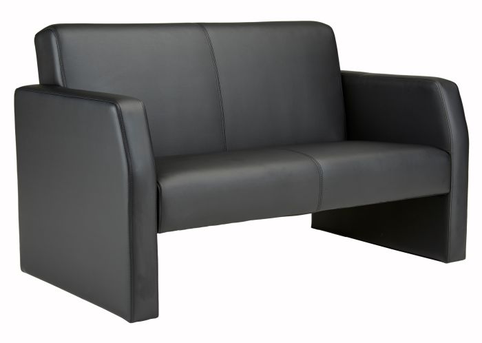 Face Double Leather Seat Sofa - Black 