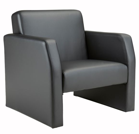 Face Single Leather Seat Armchair - Black 