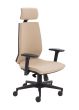 Rome High Back Chair With Headrest- Black Frame Cream Fabric