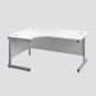 1200X1200 Single Upright Left Hand Radial Desk White-Silver 