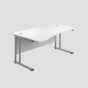 1400X1000 Twin Upright Left Hand Wave Desk White-Silver
