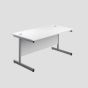 1600X600 Single Upright Rectangular Desk White-Silver 