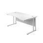 1400X1000 Twin Upright Right Hand Wave Desk - White Frame