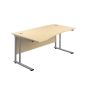 1600X1000 Twin Upright Left Hand Wave Desk - Silver Frame