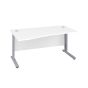 1400X1000 Cable Managed Upright Left Hand Wave Desk White-Silver 