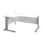 1400X1200 Cable Managed Upright Left Hand Radial Desk White-Silver 
