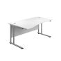1400X1000 Twin Upright Left Hand Wave Desk - Silver Frame
