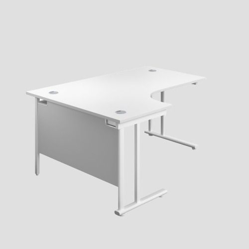 1400X1200 Twin Upright Left Hand Radial Desk White-White