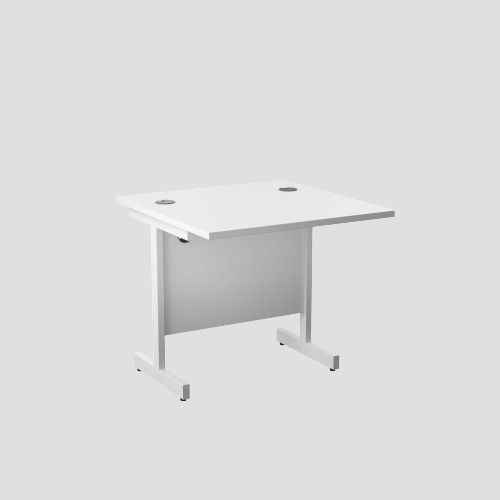800X800 Single Upright Rectangular Desk White-White 