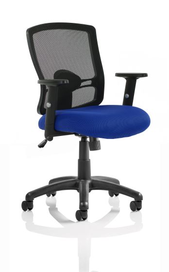 Portland Task Operator Chair Black Back Blue Airmesh Seat With Arms
