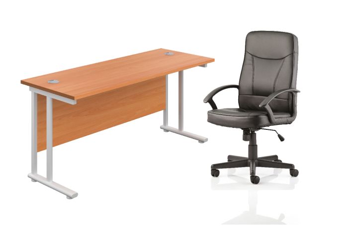 WORK FROM HOME BUNDLE WITH BLITZ CHAIR & 1200x600 TWIN UPRIGHT RECTANGULAR DESK BEECH