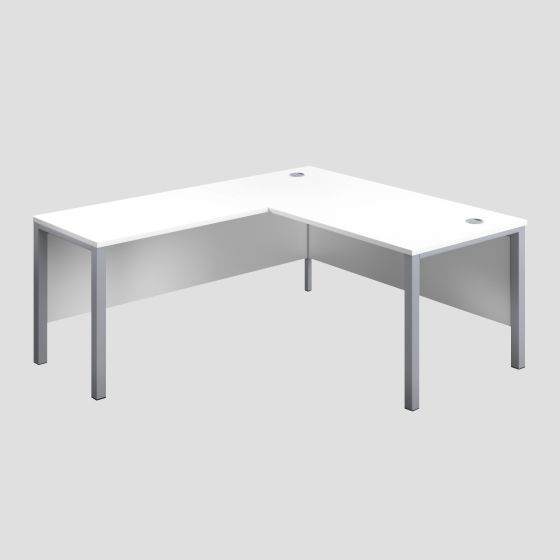 1600X800 Goal Post Left Hand Return Desk White-Silver 